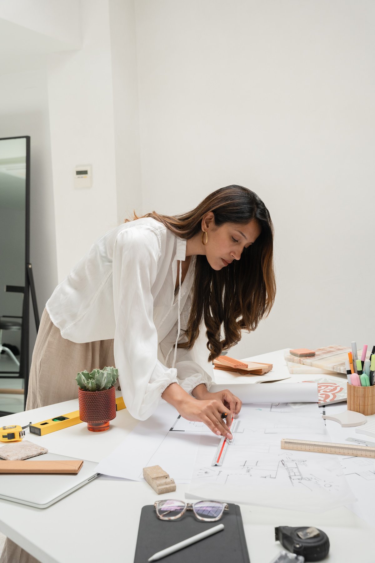 Woman Working on an Architectural Project 